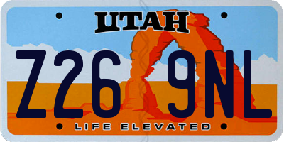 UT license plate Z269NL