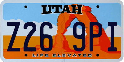 UT license plate Z269PI
