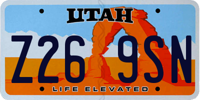 UT license plate Z269SN