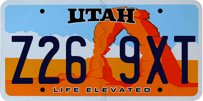 UT license plate Z269XT