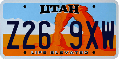UT license plate Z269XW
