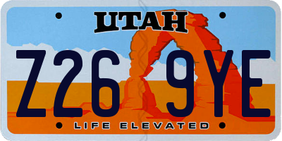 UT license plate Z269YE