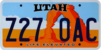 UT license plate Z270AC