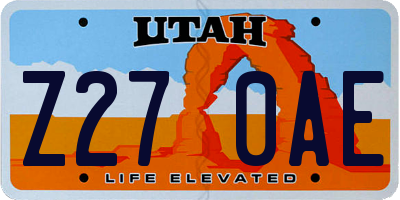 UT license plate Z270AE