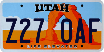 UT license plate Z270AF