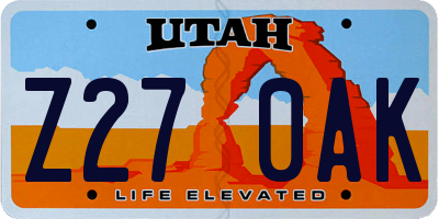 UT license plate Z270AK