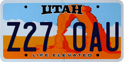 UT license plate Z270AU