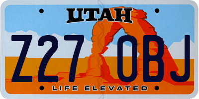 UT license plate Z270BJ
