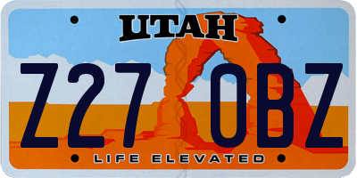 UT license plate Z270BZ