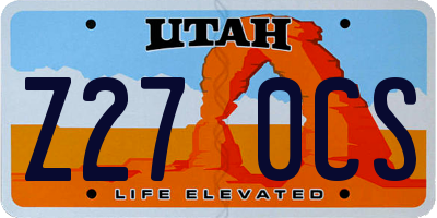 UT license plate Z270CS