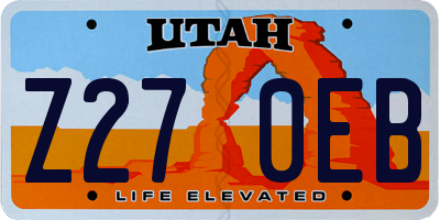 UT license plate Z270EB