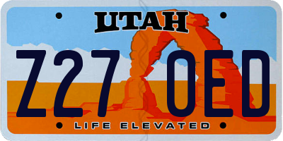 UT license plate Z270ED