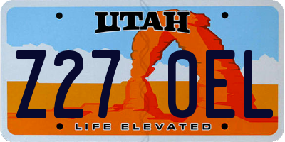 UT license plate Z270EL