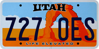 UT license plate Z270ES