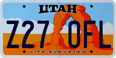 UT license plate Z270FL