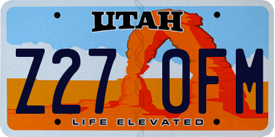 UT license plate Z270FM