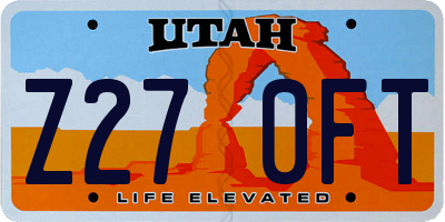 UT license plate Z270FT
