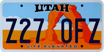 UT license plate Z270FZ