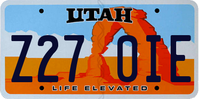 UT license plate Z270IE