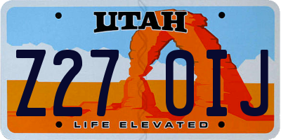 UT license plate Z270IJ