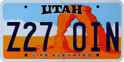 UT license plate Z270IN