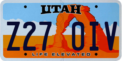 UT license plate Z270IV