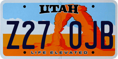 UT license plate Z270JB