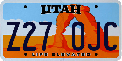 UT license plate Z270JC
