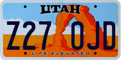 UT license plate Z270JD