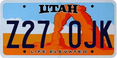 UT license plate Z270JK