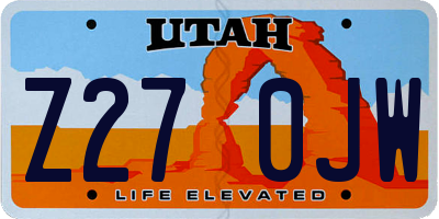 UT license plate Z270JW