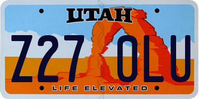 UT license plate Z270LU
