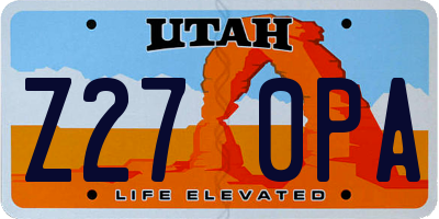 UT license plate Z270PA