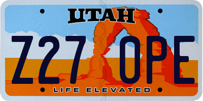 UT license plate Z270PE