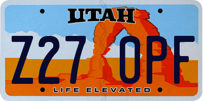 UT license plate Z270PF