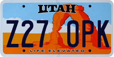 UT license plate Z270PK