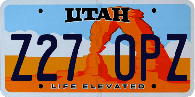 UT license plate Z270PZ