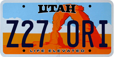 UT license plate Z270RI
