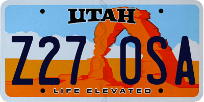 UT license plate Z270SA