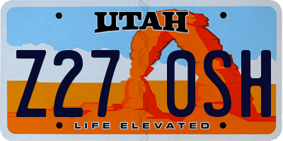 UT license plate Z270SH