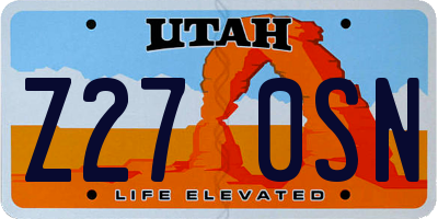 UT license plate Z270SN