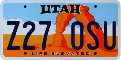 UT license plate Z270SU