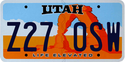 UT license plate Z270SW