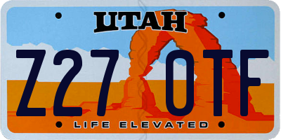 UT license plate Z270TF