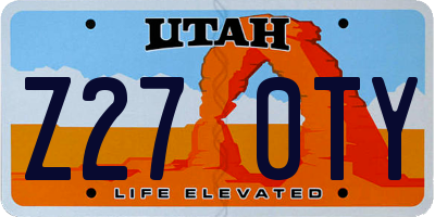 UT license plate Z270TY