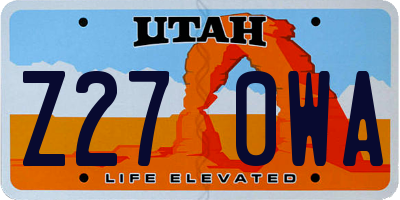 UT license plate Z270WA