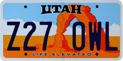 UT license plate Z270WL