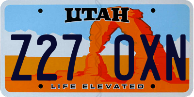 UT license plate Z270XN