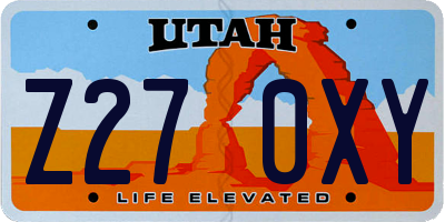 UT license plate Z270XY