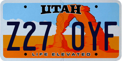 UT license plate Z270YF